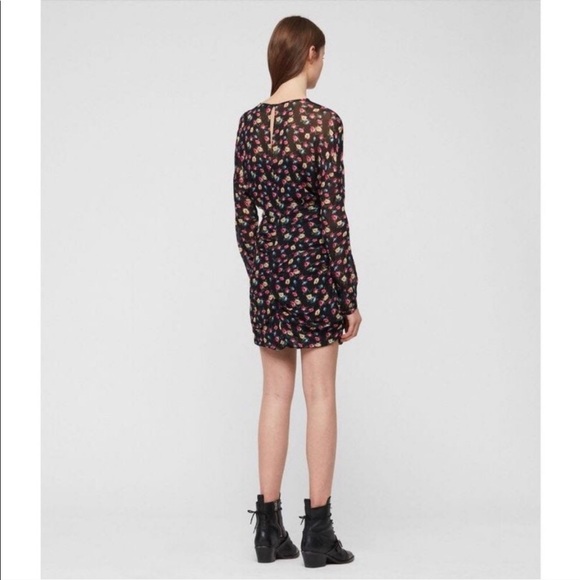 NWOT All Saints Floral long sleeves mini dress - Picture 6 of 6